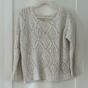 OLIVE & OAK | neutral cream crochet style Sweater, acrylic blend, size medium